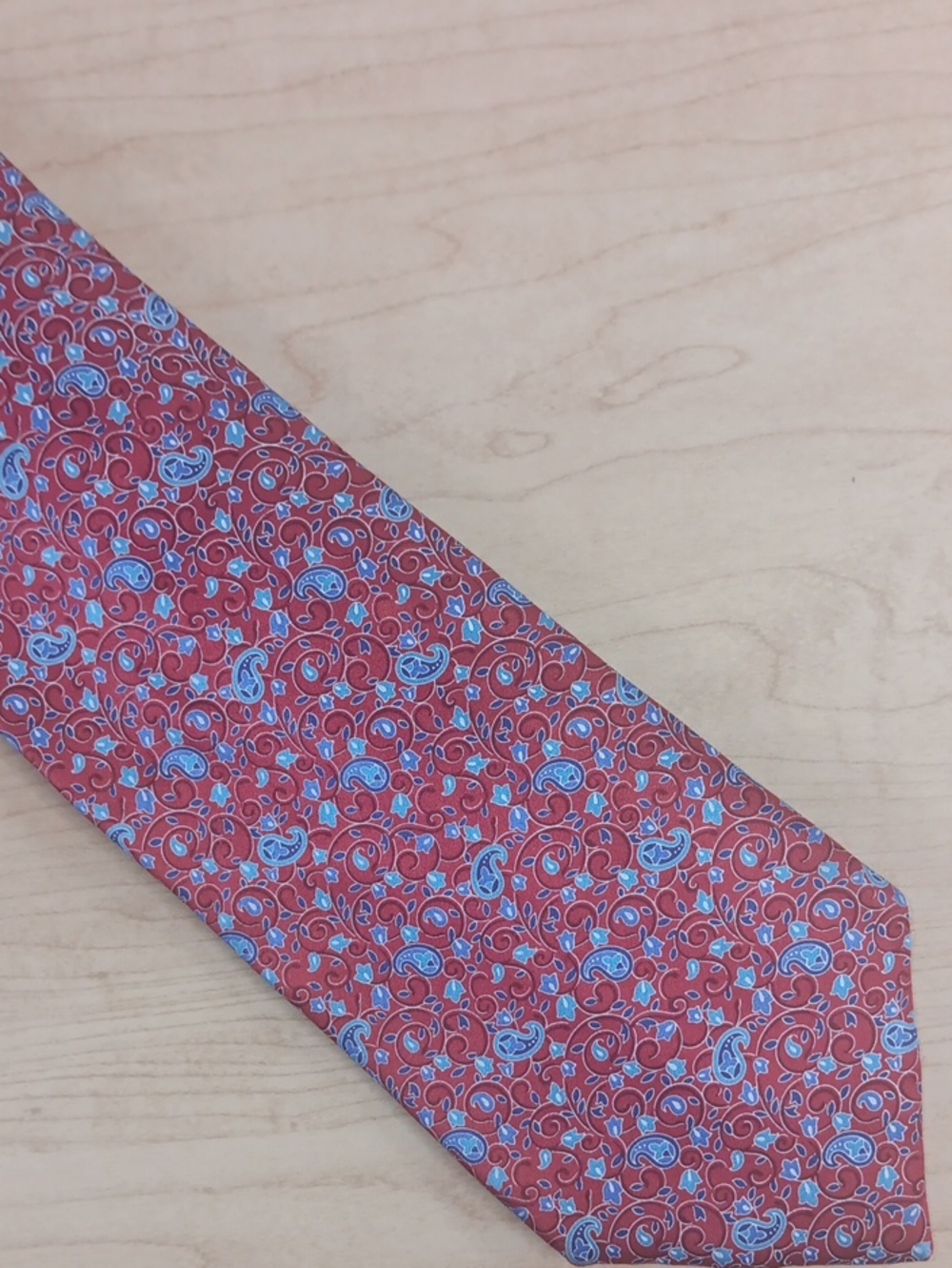 Ermenegildo Zegna Red *PRINT* Paisley Tie with Blue Accents